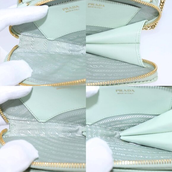 PRADA Chain Hand Bag Leather Green Auth 106436AV - Picture 14 of 15
